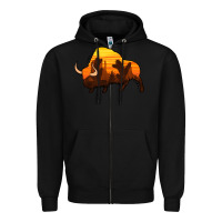Black western bison Zipper Hoodie - Jasminsmagicworld