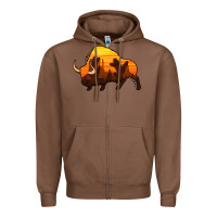 Chestnut western bison Zipper Hoodie - Jasminsmagicworld