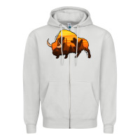 Dove Grey western bison Zipper Hoodie - Jasminsmagicworld