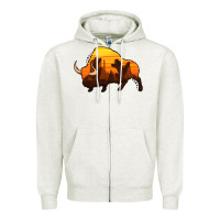 Oatmeal Heather western bison Zipper Hoodie - Jasminsmagicworld