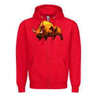 Red western bison Zipper Hoodie - Jasminsmagicworld