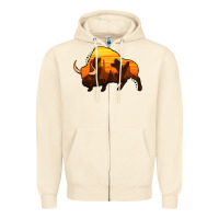 Sandshell western bison Zipper Hoodie - Jasminsmagicworld