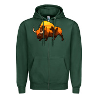 Sports Green western bison Zipper Hoodie - Jasminsmagicworld