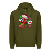 Army Green christmas nurse life gnome Premium Hoodie - BarkalooDesign