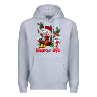 Heather Grey christmas nurse life gnome Premium Hoodie - BarkalooDesign