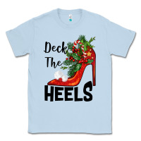 Dusty Blue deck the heels Christmas Classic Tee - BarkalooDesign