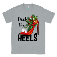 Heather Grey deck the heels Christmas Classic Tee - BarkalooDesign