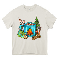 Cream Camping Coffee Heavy Core Tee - FaDigitalArtStudio