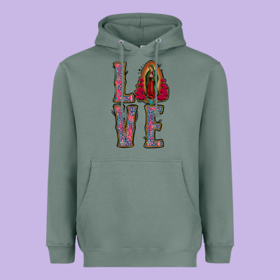 Love Lady Of Guadalupe Heavyweight Hoodie Designed By Jasminsmagicworld