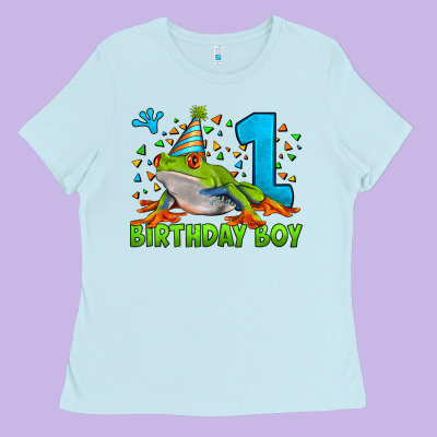 Birthday Boy Frog Age 1 Ladies Tee Designed By Lillyallendesigns