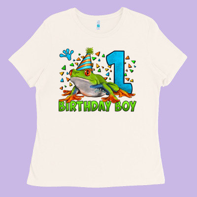 Birthday Boy Frog Age 1 Ladies Tee Designed By Lillyallendesigns