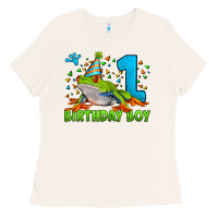 Bone birthday boy frog age 1 Ladies Tee - LillyAllenDesigns