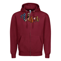 Burgundy usa calligraphy Zipper Hoodie - Jasminsmagicworld