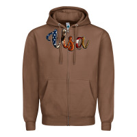Chestnut usa calligraphy Zipper Hoodie - Jasminsmagicworld