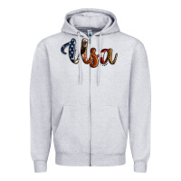 Heather Grey usa calligraphy Zipper Hoodie - Jasminsmagicworld