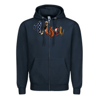 Navy usa calligraphy Zipper Hoodie - Jasminsmagicworld