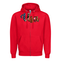 Red usa calligraphy Zipper Hoodie - Jasminsmagicworld