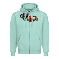 Seafoam usa calligraphy Zipper Hoodie - Jasminsmagicworld