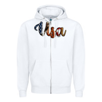White usa calligraphy Zipper Hoodie - Jasminsmagicworld