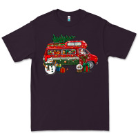 Plum christmas santa claus with retro van Premium Tee - BundleAndBundleShop