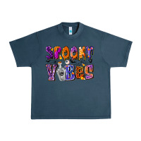 Midnight Navy Spooky Vibes Urban Heavy Tee - CowhideDigitalArt