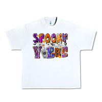 White Spooky Vibes Urban Heavy Tee - CowhideDigitalArt