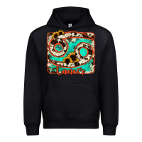 Black cancer turquoise cowhide Urban Hoodie - RanaPortraitStore