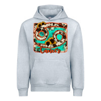 Heather Grey cancer turquoise cowhide Urban Hoodie - RanaPortraitStore