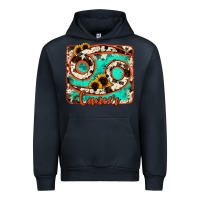 Navy cancer turquoise cowhide Urban Hoodie - RanaPortraitStore