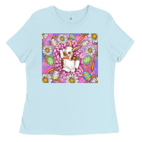 Baby Blue Easter Bunny Ladies Tee - CowhideDigitalArt