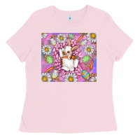 Bubblegum Pink Easter Bunny Ladies Tee - CowhideDigitalArt