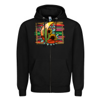 Black turquoise desert moon serape background Zipper Hoodie - Jasminsmagicworld