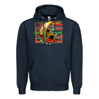 Navy turquoise desert moon serape background Zipper Hoodie - Jasminsmagicworld