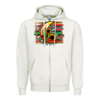 Oatmeal Heather turquoise desert moon serape background Zipper Hoodie - Jasminsmagicworld