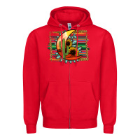 Red turquoise desert moon serape background Zipper Hoodie - Jasminsmagicworld