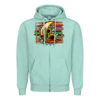 Seafoam turquoise desert moon serape background Zipper Hoodie - Jasminsmagicworld