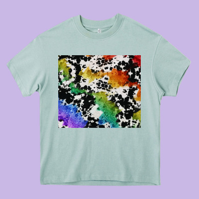 Rainbow Pride Cowhide Tumbler Heavy Core Tee Designed By Fadigitalartstudio