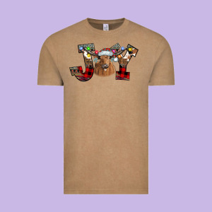 Joy Longhorn Vintage Tee Designed By Cowhidedigitalart