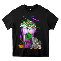 Black Halloween Cold Drink Frappe With Tombstone Heavy Core Tee - FaDigitalArtStudio