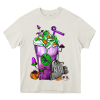 Cream Halloween Cold Drink Frappe With Tombstone Heavy Core Tee - FaDigitalArtStudio