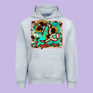 Capricorn Turquoise Cowhide Urban Hoodie Designed By Ranaportraitstore