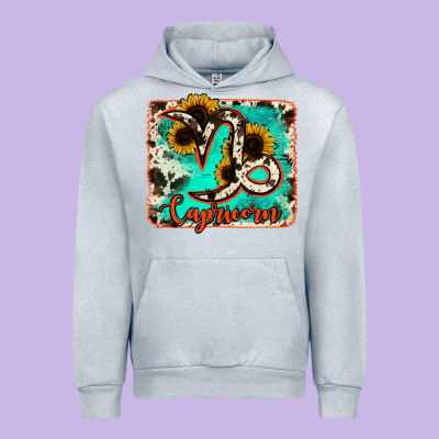 Capricorn Turquoise Cowhide Urban Hoodie Designed By Ranaportraitstore