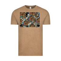 Vintage Coffee Dog Pattern Vintage Tee - CowhideDigitalArt