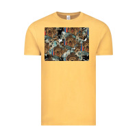 Vintage Mustard Dog Pattern Vintage Tee - CowhideDigitalArt