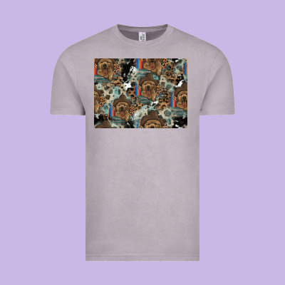 Dog Pattern Vintage Tee Designed By Cowhidedigitalart