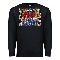 Black Land of the Free Home of the Brave Brushstroke Premium Sweatshirt - Jasminsmagicworld