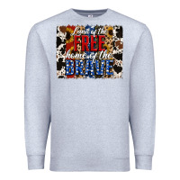 Heather Grey Land of the Free Home of the Brave Brushstroke Premium Sweatshirt - Jasminsmagicworld