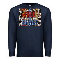 Navy Land of the Free Home of the Brave Brushstroke Premium Sweatshirt - Jasminsmagicworld