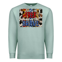 Seafoam Land of the Free Home of the Brave Brushstroke Premium Sweatshirt - Jasminsmagicworld