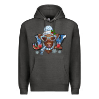 Charcoal Heather Christmas snow cow joy Premium Hoodie - BarkalooDesign